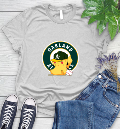 MLB Pikachu Baseball Sports Oakland Athletics Women's T-Shirt
