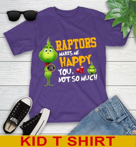 NBA Toronto Raptors Makes Me Happy You Not So Much Grinch Basketball Sports Youth T-Shirt 3