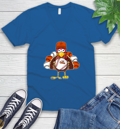 Baltimore Orioles Turkey thanksgiving V-Neck T-Shirt 6