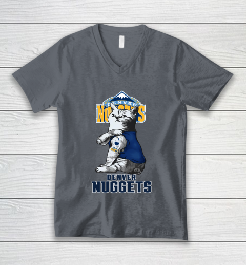 NBA Basketball My Cat Loves Denver Nuggets V-Neck T-Shirt 4