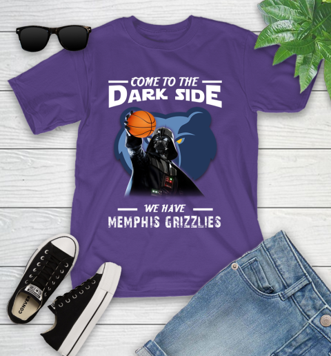 NBA Come To The Dark Side We Have Memphis Grizzlies Star Wars Darth Vader Basketball Youth T-Shirt 3
