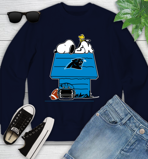 Carolina Panthers NFL Football Snoopy Woodstock The Peanuts Movie Youth Sweatshirt 3