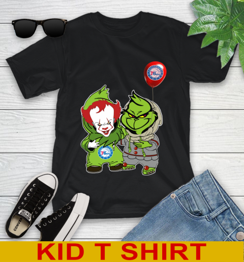 Philadelphia 76ers Baby Pennywise Grinch Christmas NBA Basketball Youth T-Shirt 2