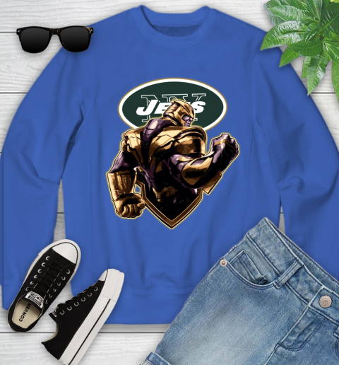 NFL Thanos Avengers Endgame Football Sports New York Jets Youth Sweatshirt 8