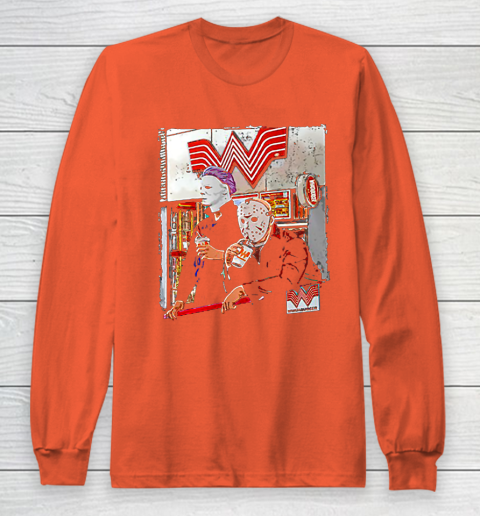 Michael Myers and Jason Voorhees drinking Whataburger Long Sleeve T-Shirt 3
