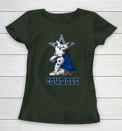 NFL Football My Cat Loves Dallas Cowboys Women's T-Shirt 4