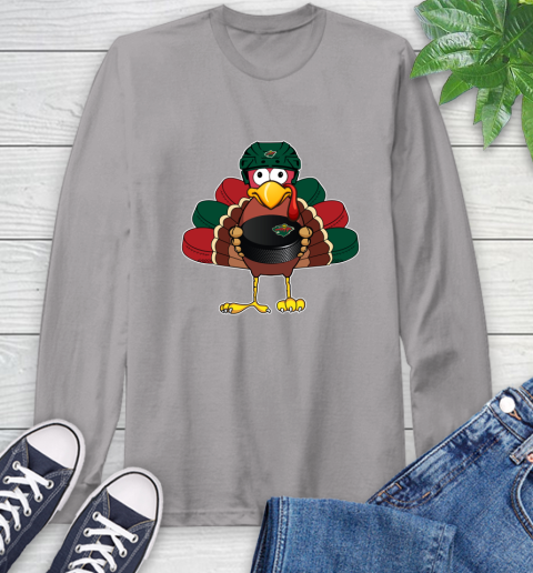 Minnesota Wild Turkey Thanksgiving Day Long Sleeve T-Shirt 6