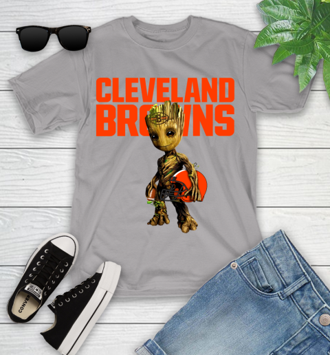Cleveland Browns NFL Football Groot Marvel Guardians Of The Galaxy Youth T-Shirt 4