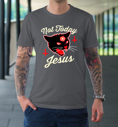 Not Today Jesus Hail Satan Satanic Cat Death Metal Halloween T Shirt