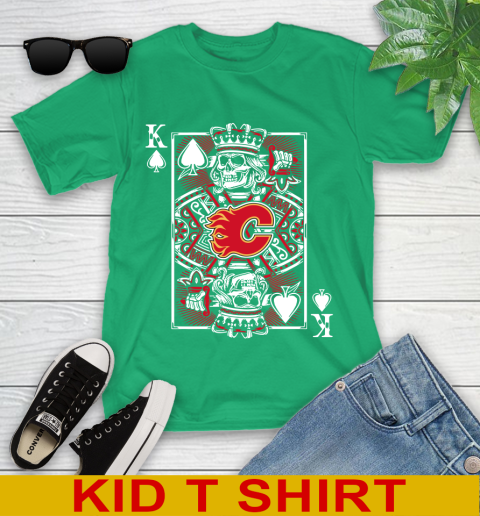 Calgary Flames NHL Hockey The King Of Spades Death Cards Shirt Youth T-Shirt 7