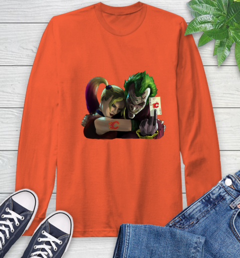 Calgary Flames NHL Hockey Joker Harley Quinn Suicide Squad Long Sleeve T-Shirt 6 Calgary Flames NHL Hockey Joker Harley Quinn Suicide Squad Long Sleeve T-Shirt - Image 6