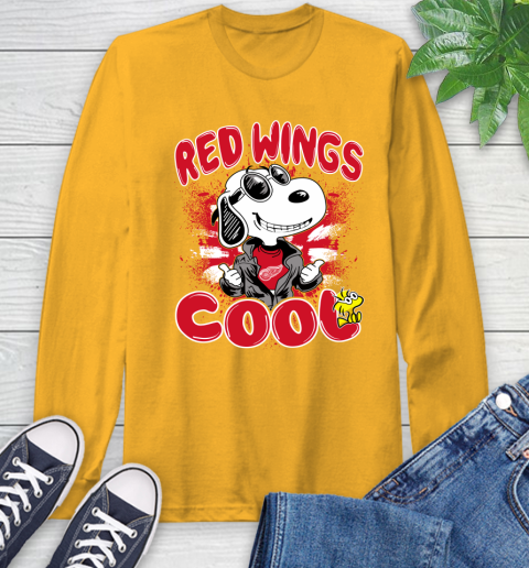 NHL Hockey Detroit Red Wings Cool Snoopy Shirt Long Sleeve T-Shirt 3 NHL Hockey Detroit Red Wings Cool Snoopy Shirt Long Sleeve T-Shirt - Image 3