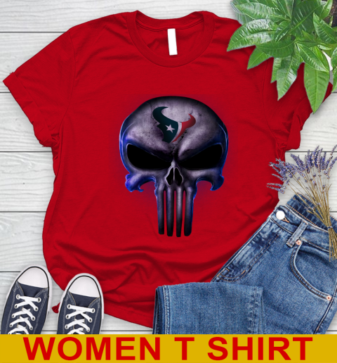Houston Texans NFL Football Punisher Skull Sports Women's T-Shirt 11
