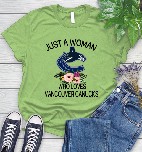 NHL Just A Woman Who Loves Vancouver Canucks Hockey Sports Women's T-Shirt 7