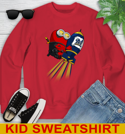 MLB Baseball Milwaukee Brewers Deadpool Minion Marvel Shirt Youth Sweatshirt 7
