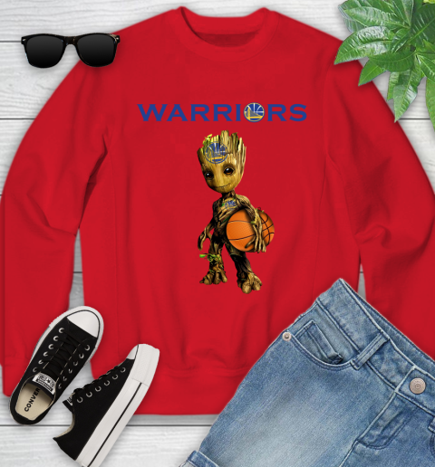 Golden State Warriors NBA Basketball Groot Marvel Guardians Of The Galaxy Youth Sweatshirt 9