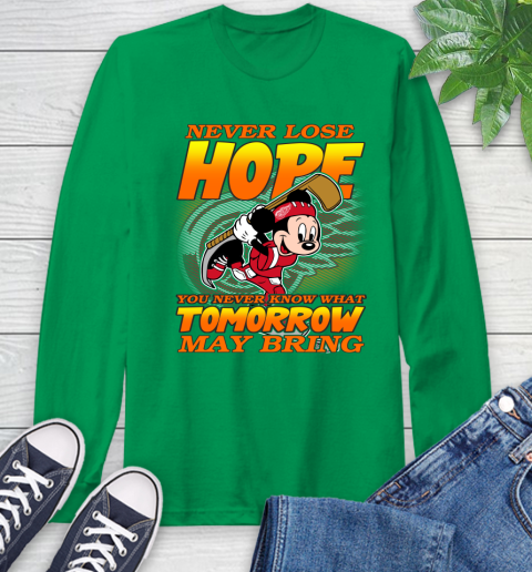 Detroit Red Wings NHL Hockey ootball Mickey Disney Never Lose Hope Long Sleeve T-Shirt 8