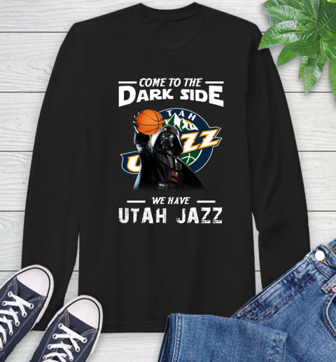 NBA Come To The Dark Side We Have Utah Jazz Star Wars Darth Vader Basketball Long Sleeve T-Shirt