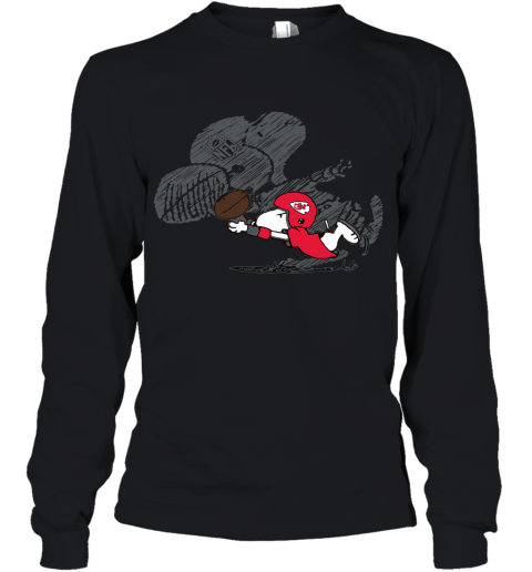 Kansas City Chiefs Snoopy Plays The Football Game Youth Long Sleeve