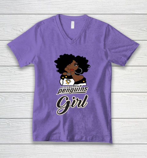 Pittsburgh Penguins Girl NHL V-Neck T-Shirt 9