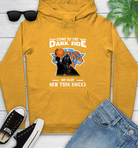 NBA Come To The Dark Side We Have New York Knicks Star Wars Darth Vader Basketball Youth Hoodie 2