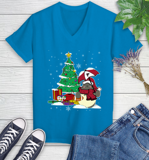 Atlanta Falcons NFL Football Cute Tonari No Totoro Christmas Sports Women's V-Neck T-Shirt 7