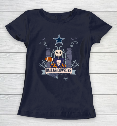 NFL Dallas Cowboys Football Jack Skellington Halloween Women's T-Shirt 2