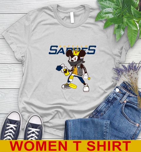 Buffalo Sabres NHL Hockey Mickey Peace Sign Sports Women's T-Shirt