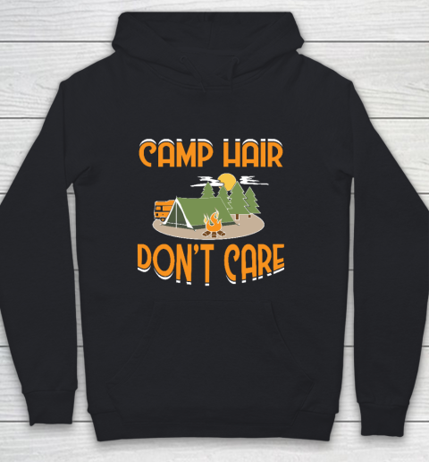 Camping Gift Camp Hair Don't Care Funny Happy Camper Youth Hoodie
