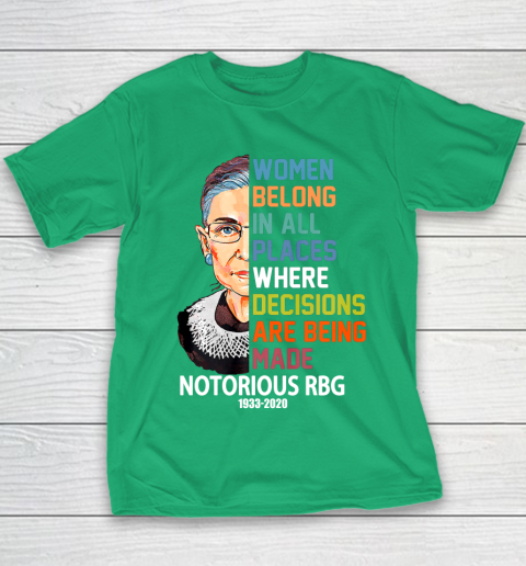 Notorious RBG 1933  2020 Women Belong In All Places Ruth Bader Ginsburg Youth T-Shirt 3