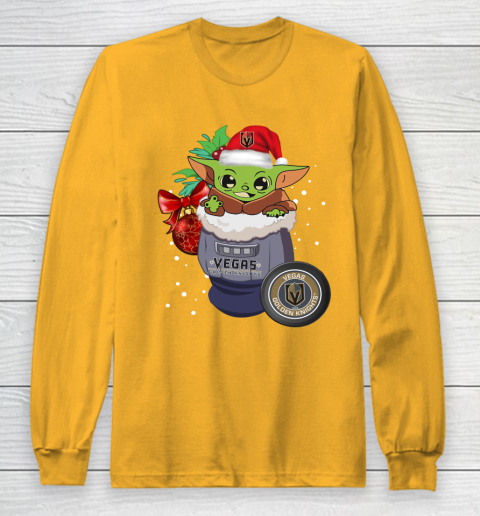 Vegas Golden Knights Christmas Baby Yoda Star Wars Funny Happy NHL Long Sleeve T-Shirt 3