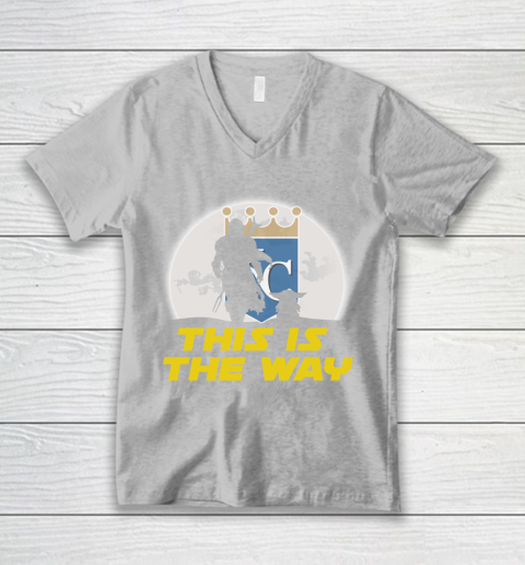 Kansas City Royals MLB Baseball Star Wars Yoda And Mandalorian This Is The Way V-Neck T-Shirt 3