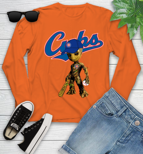 MLB Chicago Cubs Groot Guardians Of The Galaxy Baseball Youth Long Sleeve 4