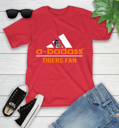 MLB A Badass Detroit Tigers Fan Adidas Baseball Sports Youth T-Shirt 13