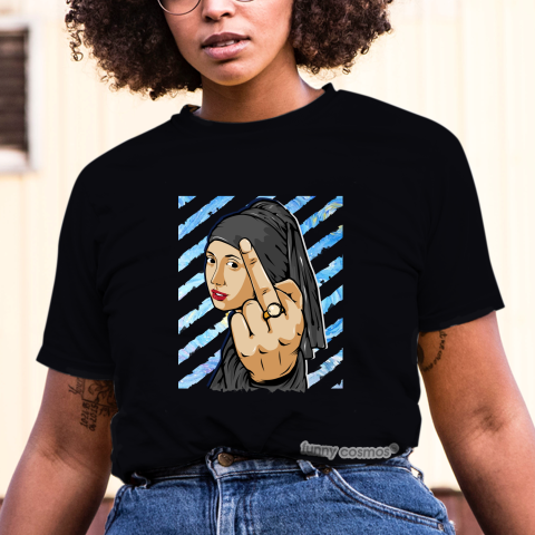 Air Jordan 5 Pinnacle Black Matching Sneaker Tshirt The Girl With The Pearl Earing Middle Finger Black Jordan Tshirt