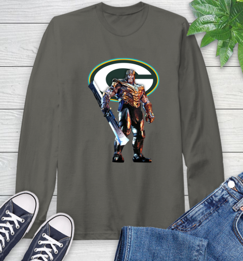NFL Thanos Gauntlet Avengers Endgame Football Green Bay Packers Long Sleeve T-Shirt 8