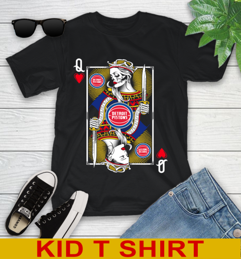NBA Basketball Detroit Pistons The Queen Of Hearts Card Shirt Youth T-Shirt