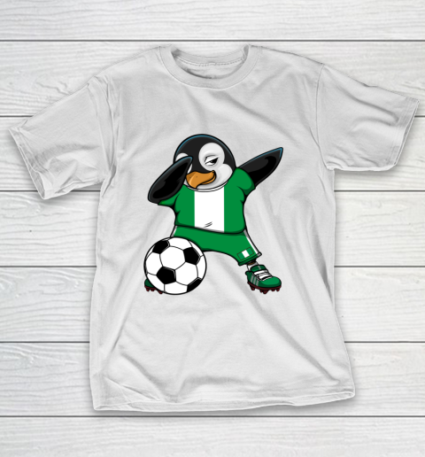 Dabbing Penguin Nigeria Soccer Fans Jersey Football Lovers T-Shirt