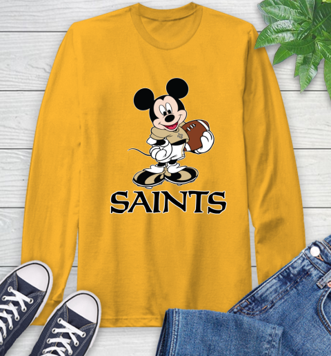 NFL Football New Orleans Saints Cheerful Mickey Mouse Shirt Long Sleeve T-Shirt 3