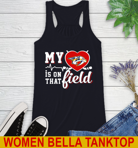 NHL My Heart Is On That Field Hockey Sports Nashville Predators Racerback Tank - Image 9