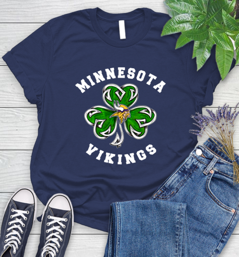 NFL Minnesota Vikings Three Leaf Clover St Patrick's Day Football Sports Women's T-Shirt 14
