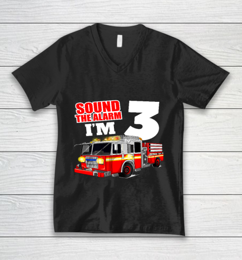 Kids Fire Truck 3rd Birthday T Shirt Boy Firefighter 3 Years Old V-Neck T-Shirt
