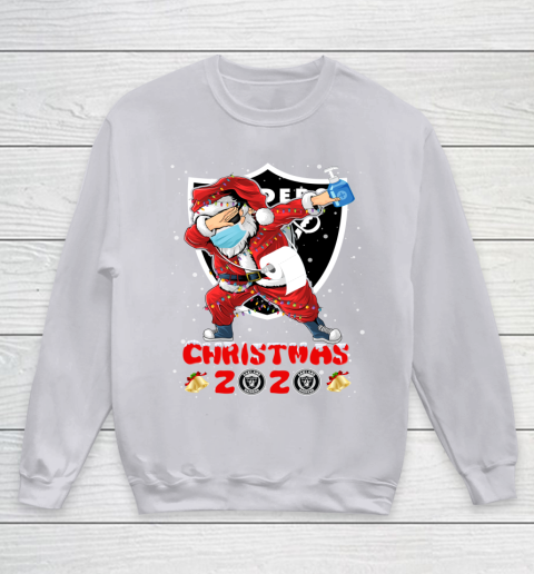 Oakland Raiders Funny Santa Claus Dabbing Christmas 2020 NFL Youth Sweatshirt 3