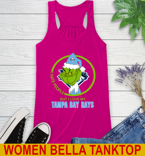 Tampa Bay Rays MLB Christmas Grinch I Hate People But I Love My Favorite Baseball Team Racerback Tank 8