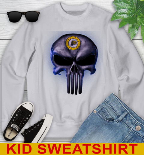 Indiana Pacers NBA Basketball Punisher Skull Sports Youth Sweatshirt 3