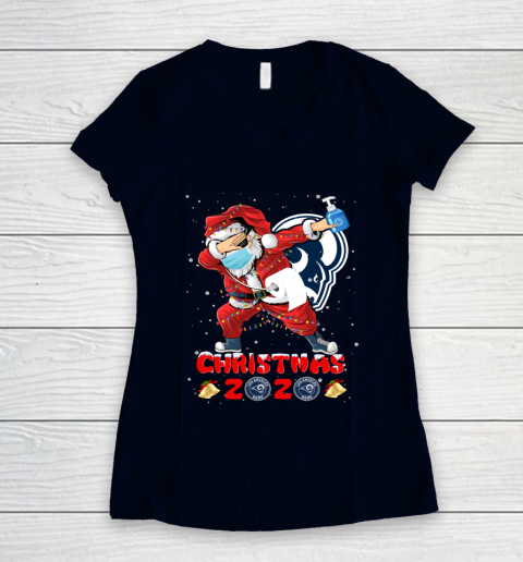 Los Angeles Rams Funny Santa Claus Dabbing Christmas 2020 NFL Women's V-Neck T-Shirt 2