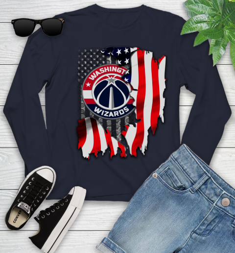 Washington Wizards NBA Basketball American Flag Youth Long Sleeve 2