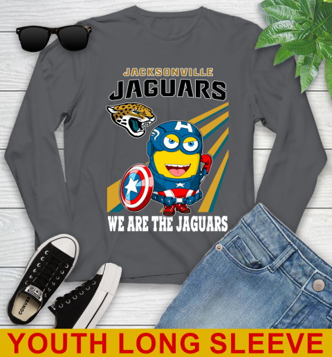 NFL Football Jacksonville Jaguars Captain America Marvel Avengers Minion Shirt Youth Long Sleeve 9