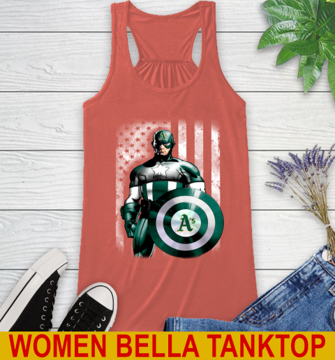 Oakland Athletics MLB Baseball Captain America Marvel Avengers American Flag Shirt Racerback Tank 3