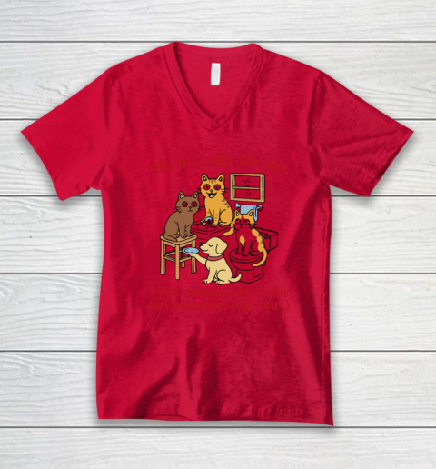 Oh No Coke For Me I Just Wanted To Be In This Tiny Bathroom With You Cat V-Neck T-Shirt 3